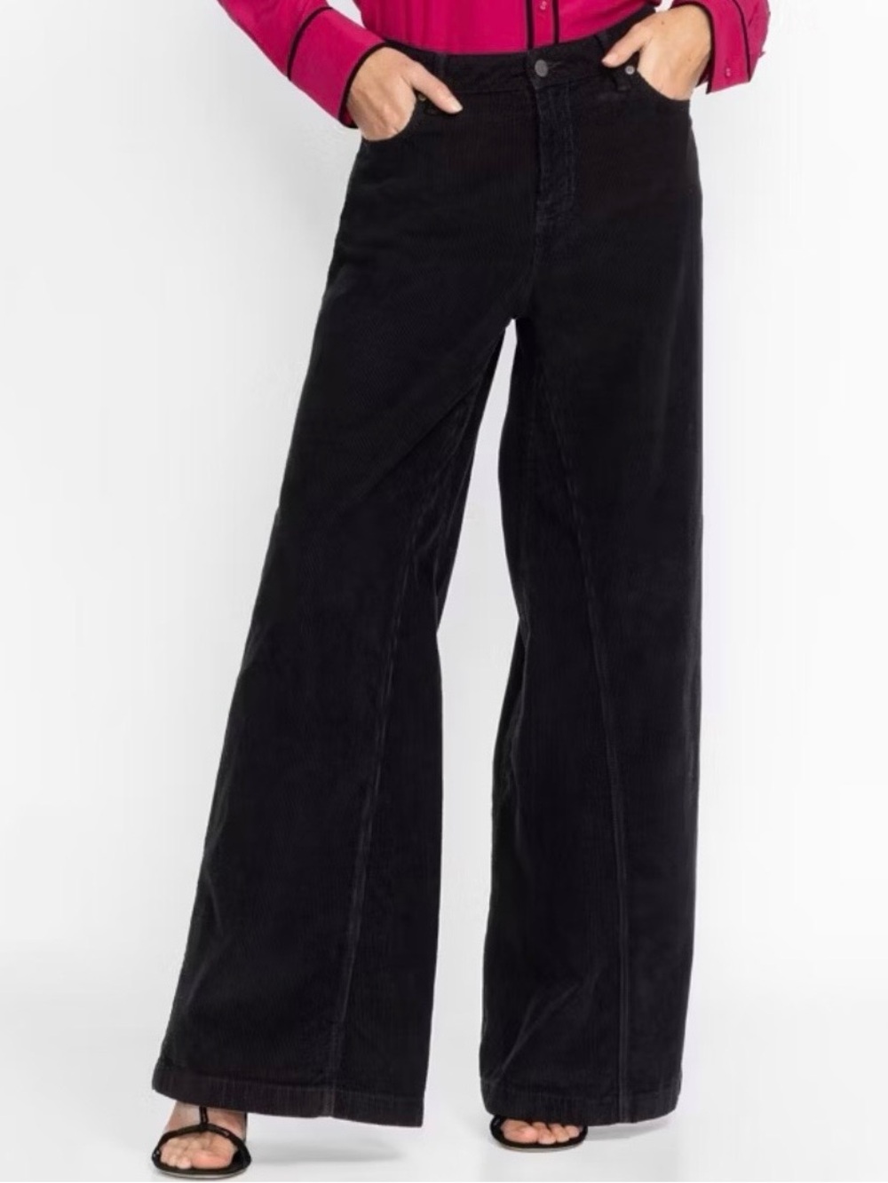 Johnny Was NWT Black Suki Wide Leg Corduroy Jeans JWD1109
